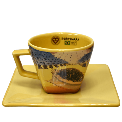 Xícara de Porcelana Portinari com Pires 3 Corações Obra Café 75ml