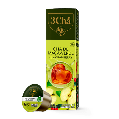 Cápsula de Chá de Maçã Verde com Cranberry TRES 3Chá
