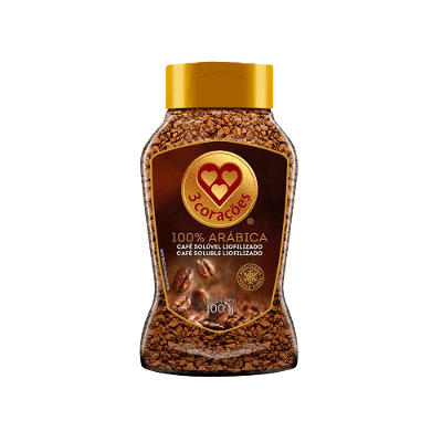 Café Solúvel Liofilizado 100% Arábica 3 Corações Vidro 100g