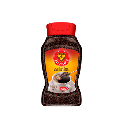 Café Solúvel Granulado Tradicional 3 Corações Vidro 50g