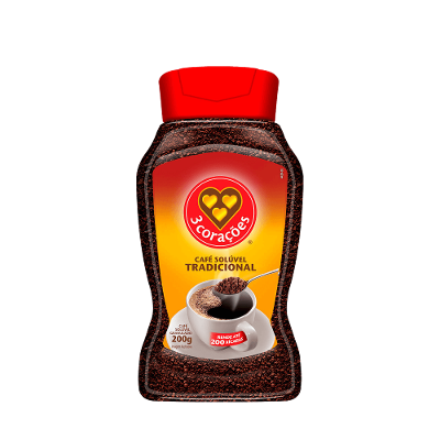 Café Solúvel Granulado 3 Corações Tradicional Vidro 200g