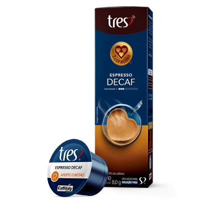 Cápsula de Café Espresso Descafeinado TRES 3 Corações