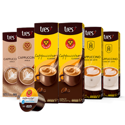 Kit Cappuccino Lovers 60 Cápsulas TRES 3 Corações
