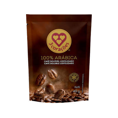 Café Solúvel 3 Corações Liofilizado 100% Arábica Refil 40g