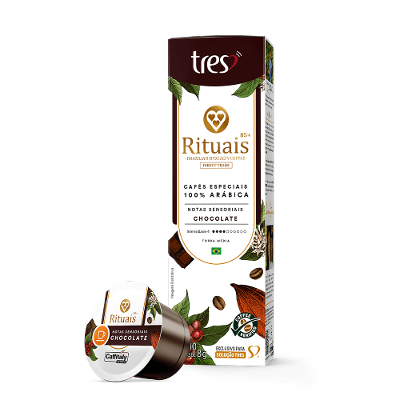 Cápsula de Café Espresso Rituais Chocolate TRES 3 Corações