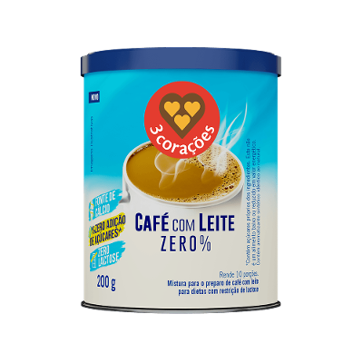 Café com Leite Zero% 3 Corações Lata 200g