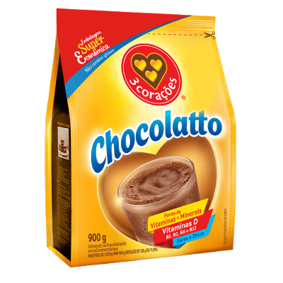 Achocolatado Chocolatto 3 Corações Refil Pacote 900g
