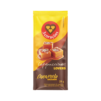 Cappuccino Caramelo Salgado 3 Corações 30 Sachês de 20g Cada