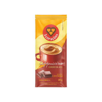 Cappuccino Chocolate 3 Corações 10 Sachês de 20g Cada
