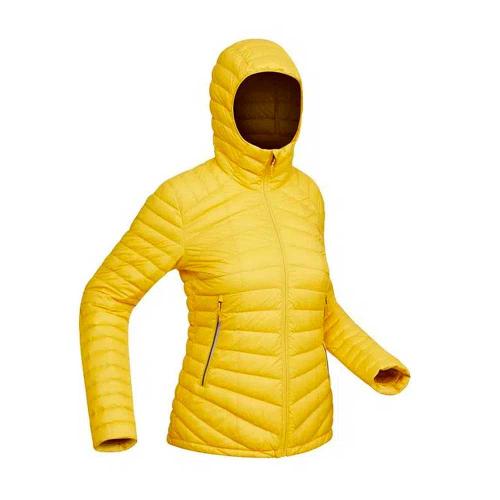 Jaqueta Feminina de Penas Trekking Full Down Amarelo Forclaz