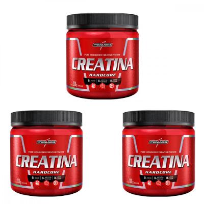 Kit com 3 Creatinas Pó Hardcore Reload 300g Integralmédica