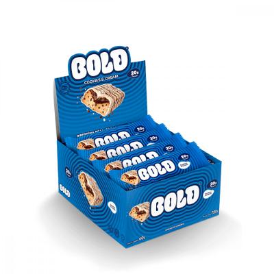 Kit com 12 Barras Barra de Proteína Cookies e Cream 60g Bold