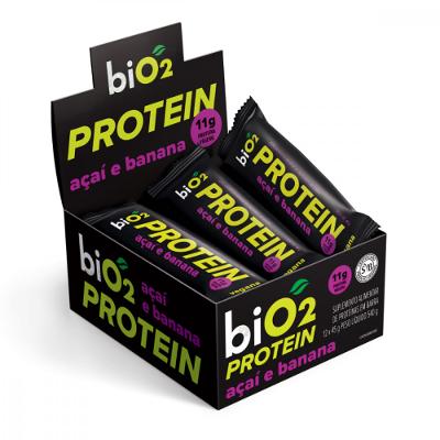 Kit com 12 Barras de Proteína Açaí e Banana Vegana biO2 45 g