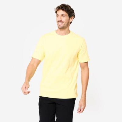 Camiseta Masculina de Pilates Essentials 500 Amarela Domyos