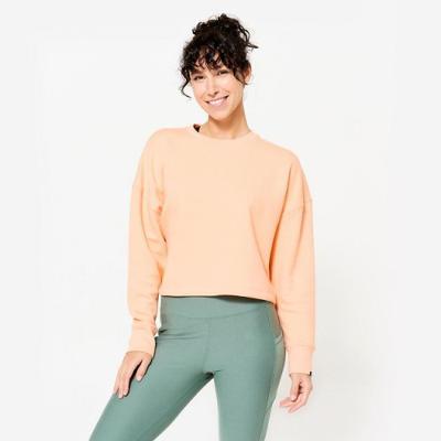 Cropped Feminino de Pilates Manga Longa Laranja Domyos