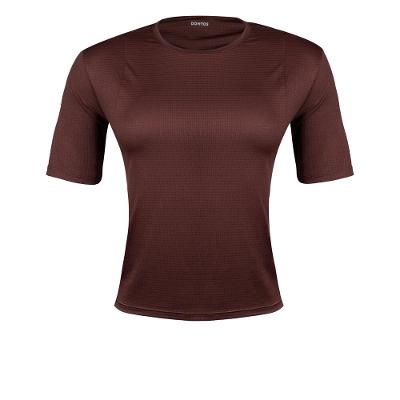 Camiseta Feminina Crop Fit 500 Gym Marrom Domyos