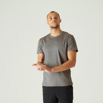 Camiseta Masculina de Ginástica 100 Nyamba Cinza