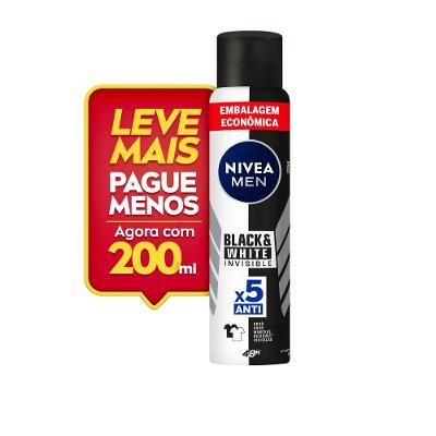 Desodorante Aerosol Nivea Invisible Blackwhite Masculino Promocional 200ml