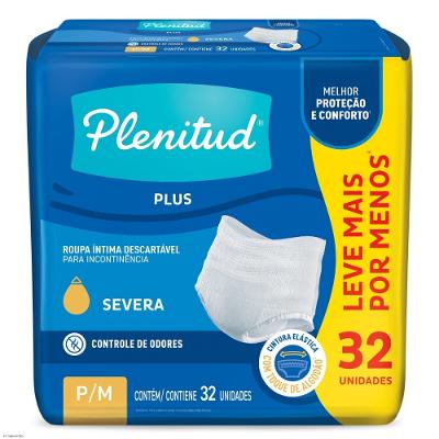 Roupa Íntima Plenitud Plus Para Incontinência P/m - 32 Unidades