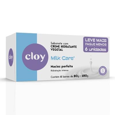 Kit Sabonete Em Barra Cloy Beauty Bar Milk Care 6 Unidades 80g Cada
