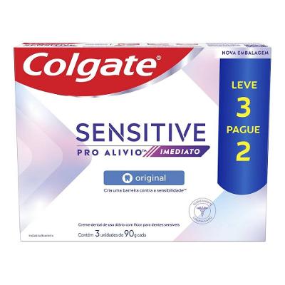 Kit Creme Dental Colgate Sensitive Pro Alívio Imediato Original 3 Unidades 90g