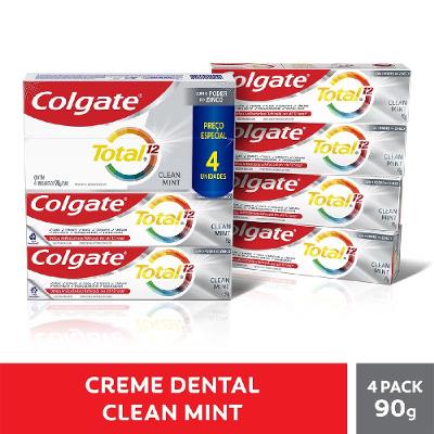 Kit Creme Dental Colgate Total 12 Clean Mint 90g Com 4 Unidades
