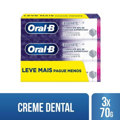 Kit Creme Dental Oral-b 3d White Brilliant Fresh Com 3 Unidades 70g