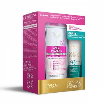 Kit Agua Micelar Loreal 5 Em 1 200ml + Protetor Solar Loreal Fps60 25g