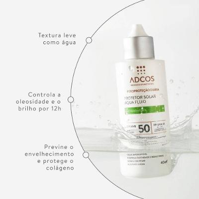 Protetor Solar Facial Adcos Aqua Fluid Fps50 Cor Peach 40ml
