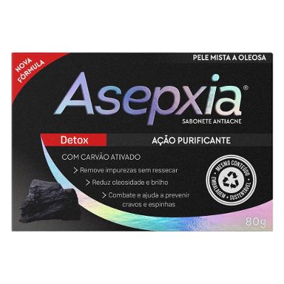 Sabonete Barra Asepxia Detox Ação Purificante Com Carvão Ativado Pele Mista E Oleosa 80g