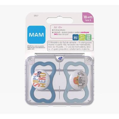 Chupeta Mam Air Azul 18 Meses + Com 2 Unidades
