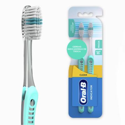 Escova De Dente Macia Oral-b Clean Indicator 2 Unidades