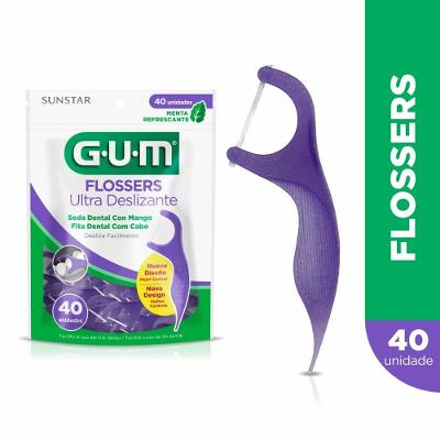 Fio Dental Gum Flossers Ultra Deslizante C/ 40 Unidades