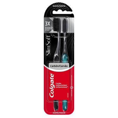 Kit Escova Dental Macia Colgate Slim Soft Black - 2 Unidades