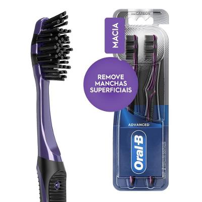 Kit Escova Dental Macia Oral-b 5 Ações Com Carvão Advanced - 2 Unidades