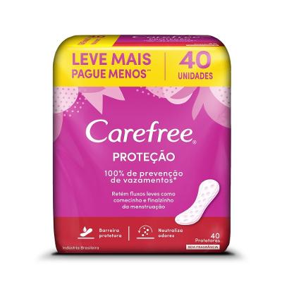Carefree Protetor Diário Proteção Sem Perfume 40 Unidades