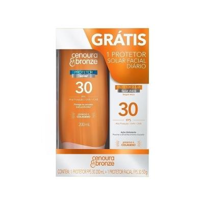 Kit Cenoura Bronze Protetor Solar Fps30 200ml Grátis Protetor Solar Facial Fps30 50ml