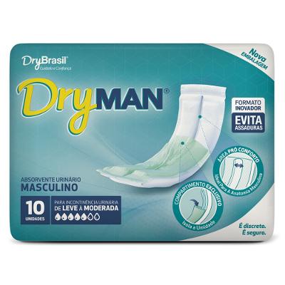 Absorvente Para Incontinência Dryman Masculino Com 10 Unidades