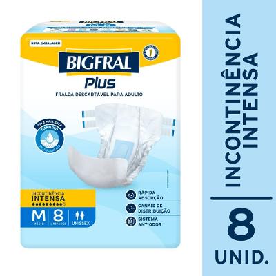 Fralda Adulto Bigfral Regular Plus M 8 Unidades