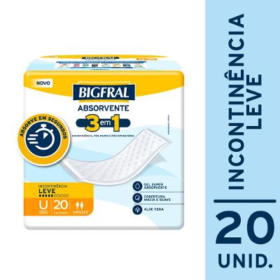 Absorvente Para Incontinência Descartável Bigfral Plus Regular 20 Unidades