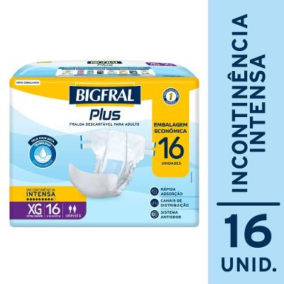 Fralda Adulto Bigfral Regular Plus Econômica Xg 16 Unidades