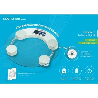 Hc039 Balança Digital Eatsmart Lcd Multilaser Branca