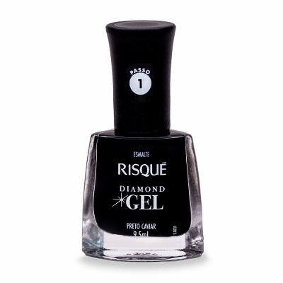 Esmalte Risqué Diamond Gel Preto Caviar Cremoso 9,5ml