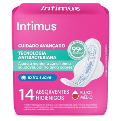 Absorvente Intimus Tecnologia Antibacteriana Com Abas 14 Unidades