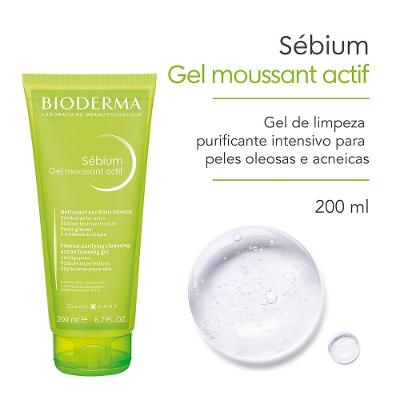 Gel De Limpeza Facial Purificante Intensivo Bioderma Sébium Gel Moussant Actif 200ml