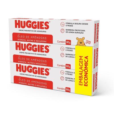 Creme Preventivo De Assaduras Huggies Pele Protegida Com 3 Unidades De 80g