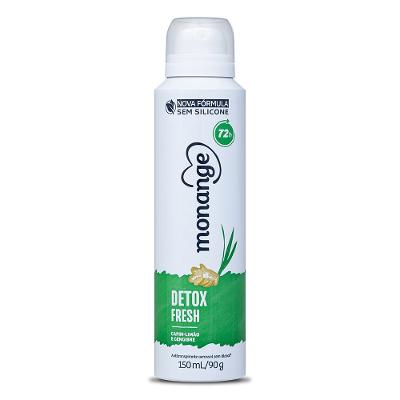 Desodorante Aerossol Monange Detox Fresh Capim Limao E Gengibre 90g