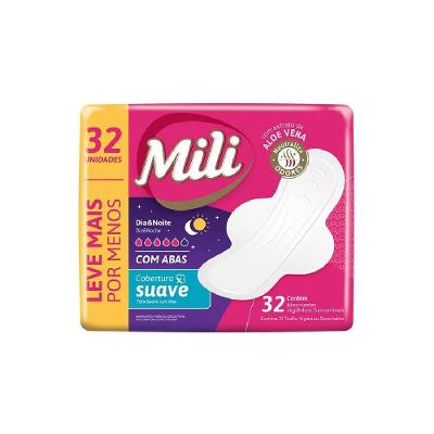 Absorvente Mili Dia E Noite Suave Com Abas 32 Unidades