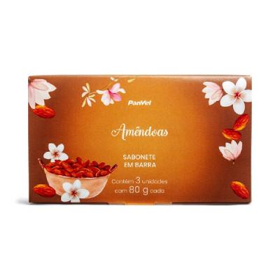 Kit Sabonetes Em Barra Panvel Amêndoas 3 Unidades - 80g Cada