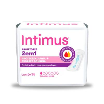 Protetor Diário Intimus 2 Em 1 Menstruação + Escapes De Urina Com 14 Unidades